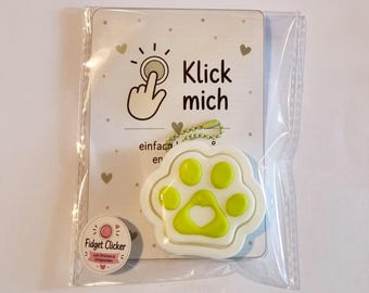 3D Druck Fidget Clicker Anhänger-Geschenkset, Anti-Stress Clicker, Pfötchen, Drachen, Nagellack, FlipFlops, Muschel, etc. ideal zum Klicken