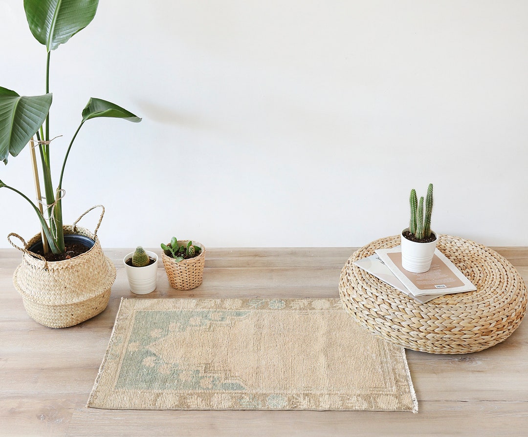 Vintage Mini Rug 2x3 Door Mat Rug Turkish Mini Rug Oushak Etsy