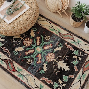 3x4 Oushak Rug, Oushak Door Mat, 3x4 Mini Rug,Anatolian Rug, 3x4 Turkish Rug,Bath Mat Rug, Vintage Rug, Door Mat Rug, Vintage Door Mat,202