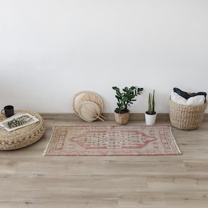 Handmade Wool Rug 2x4, Turkish Mini Rug, Vintage  Rug, Oushak Mini Rug, Mini Rug, Door Mat Rug, 2x4 Natural Rug,2x4 Rug, Wool Door Mat, 807