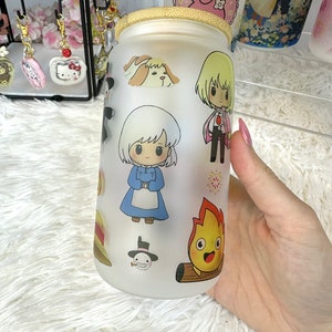 Anime Inspired Frosted Glass Cup | H| Anime Glass Cans | Anime Cup | Anime Tumbler | Anime Decor | Coffee Glass Cup | Tea Glass Can