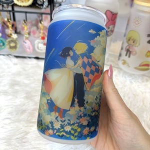 Anime Inspired Frosted Glass Cup | | Anime Glass Cans | Anime Cup | Anime Tumbler | Anime Decor | Coffee Glass Cup | Tea Glass Can