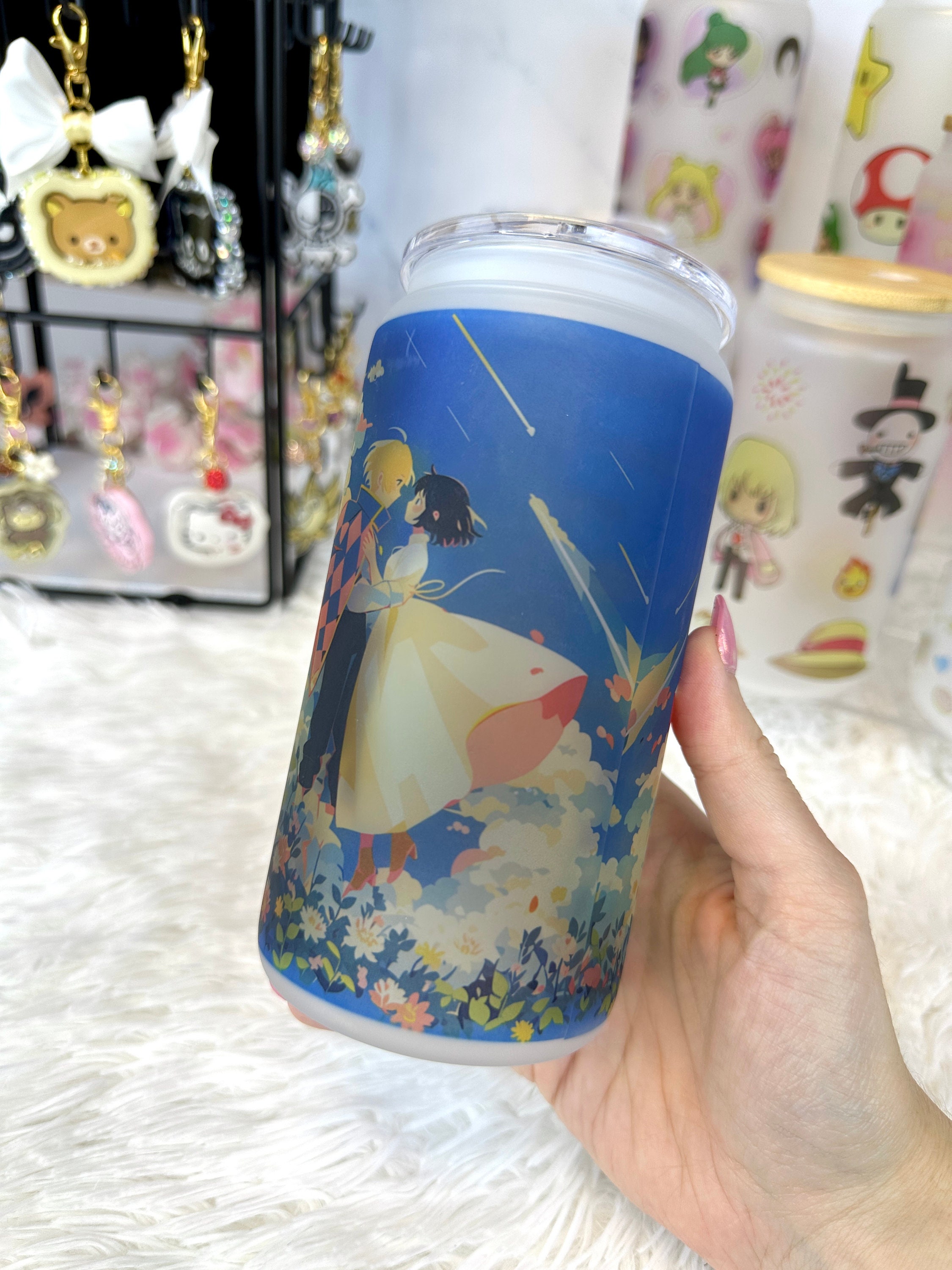 Anime Inspired Frosted Glass Cup Anime Glass Cans Anime Cup Anime ...