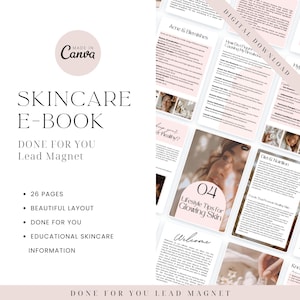 Done for you Skincare Lead Magnet Ebook for Beauty Coach or Pink Skincare Ebook Template for skincare course