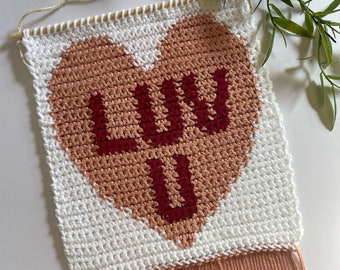 Crochet Pattern | Conversation Heart Wall Hanging | Set of 2