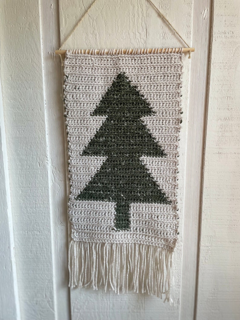 Christmas Tree Wall Hanging Crochet Christmas Wall Art image 2