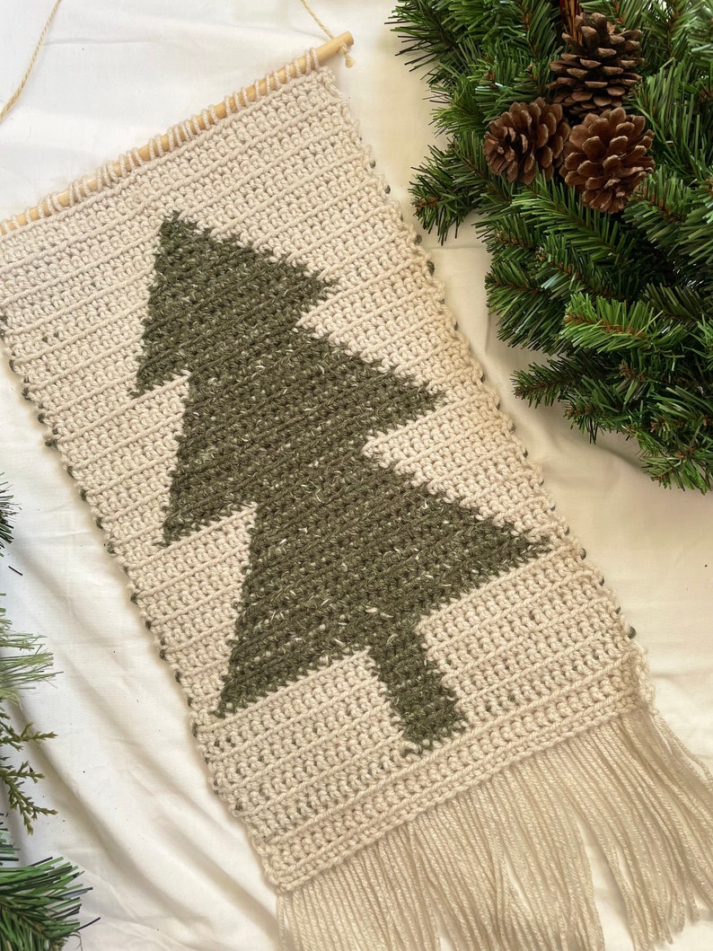 Christmas Tree Wall Hanging Crochet Christmas Wall Art image 1