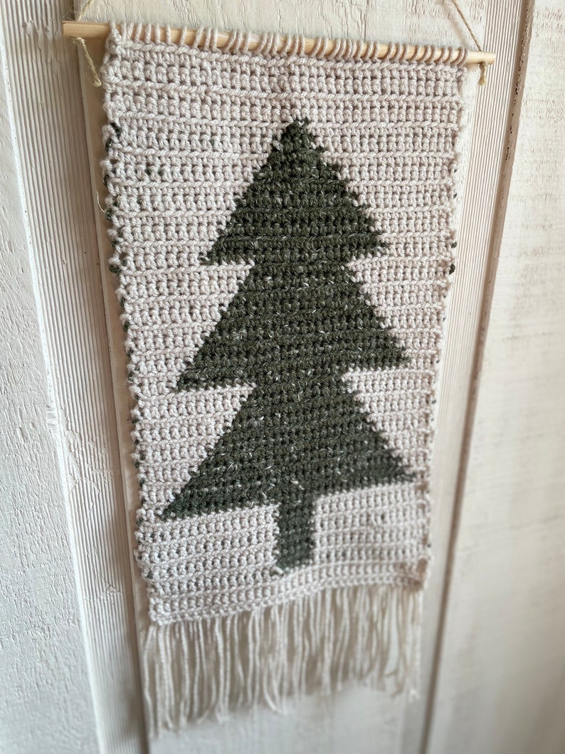 Christmas Tree Wall Hanging Crochet Christmas Wall Art image 3