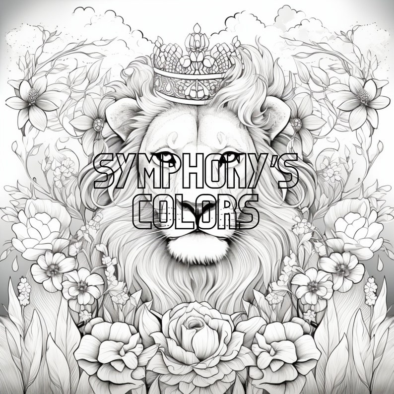 Lion King of Kings Coloring Pages Set of 2 Etsy