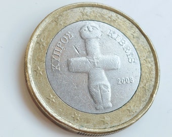 Zeldzame 1 euro munt Cyprus 2008