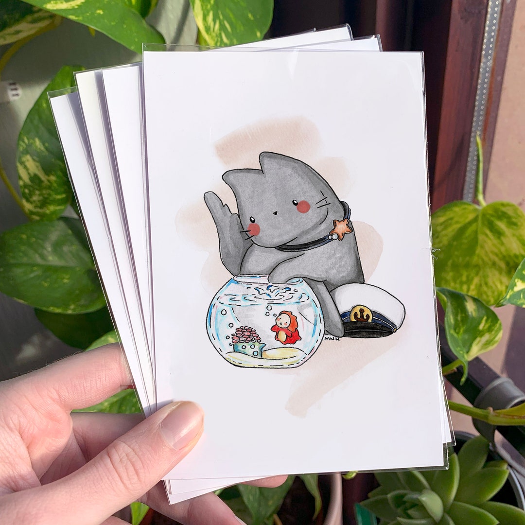 Pawnyo / Cat Art Print / Ponyo Cat / Anime Art Print / Small 4x6 Art ...
