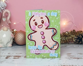 Christmas Card Gingerbread Man Postcard | Tiny Teriyaki