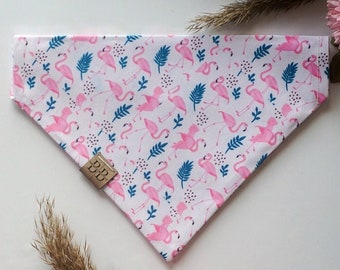 Pink Flamingo Summer Bandana for dogs, "Flamingo Pool Party" // Bandana with flamingos for dogs, cute dog bandana collar, flamingo pet scarf