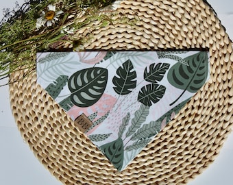 Bandana tropical para perros: Bandana para mascotas con estampado de hojas de la jungla