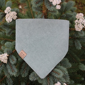 Sage Green Corduroy Dog Bandana: Cosy Autumn Pet Scarf