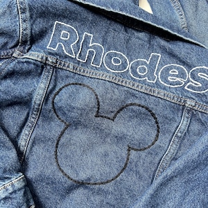 Hand embroidered Toddler and Children&#39;s Denim Jacket Block Letter