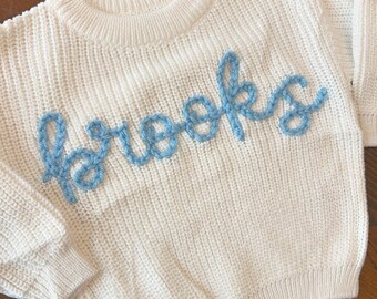 Custom Hand Embroidered Sweater Baby and Toddler 0-3months-5T