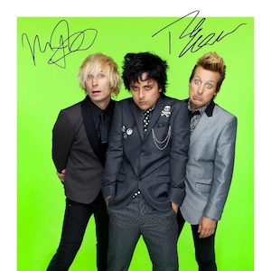 Green Day firmado Música de autógrafos Colección de música rock Firma Concierto Recuerdos Música rock Glastonbury