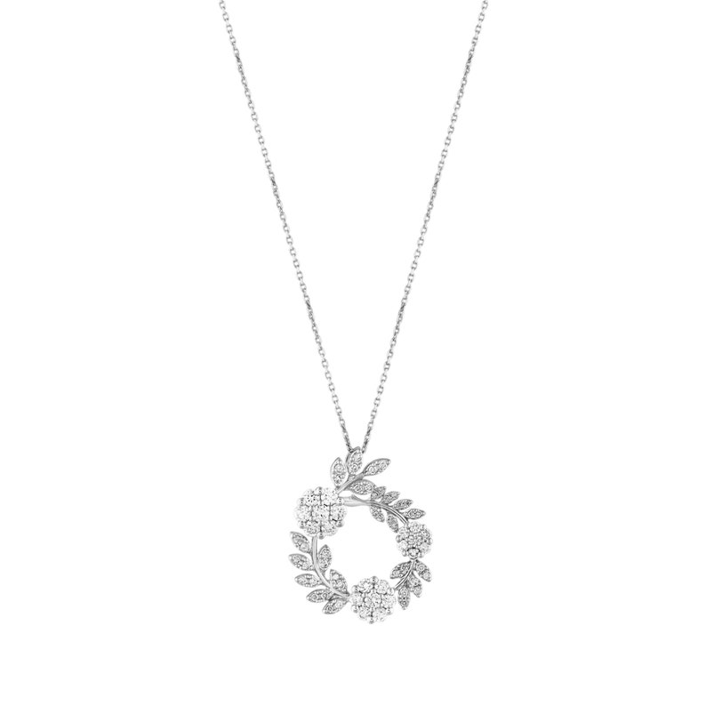 18K Solid White Gold 1.10 Ct Diamond Necklace, Gold Flower Necklace, Flower Diamond Necklace, Elegant Flower Necklace for Women,Gift For Her image 4