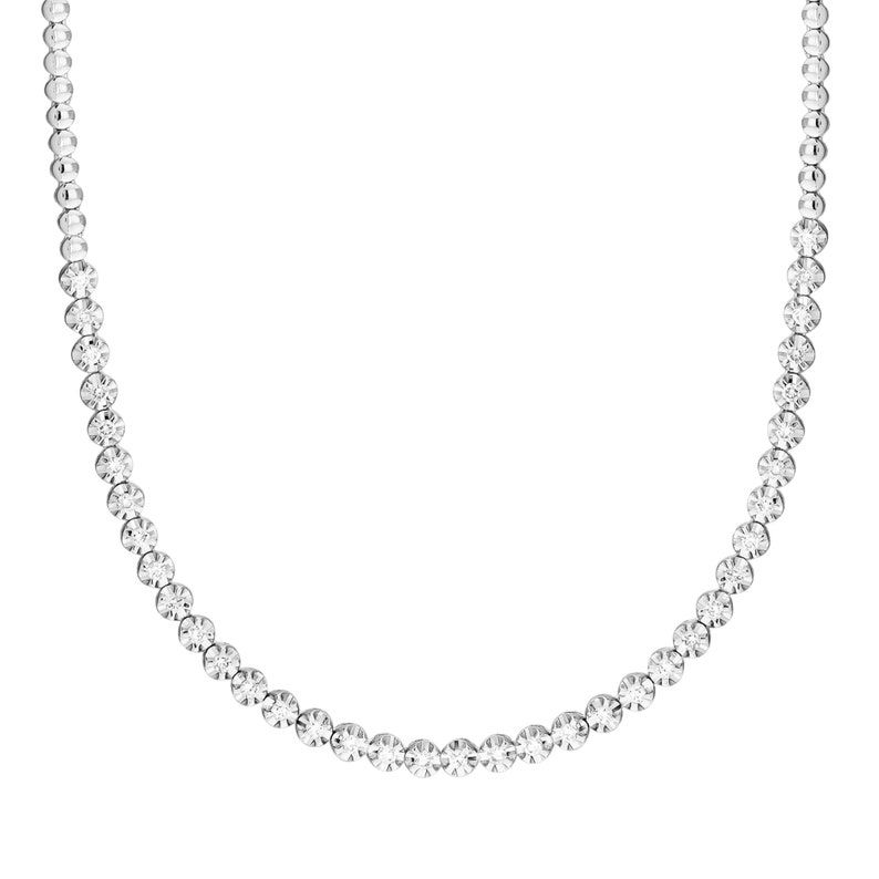 18K Solid White Gold 2.20 Ct Diamond Waterway Necklace, Solid Gold Round Cut White SI Diamond Necklace, Tennis Necklace, Tennis Gold Jewelry image 3