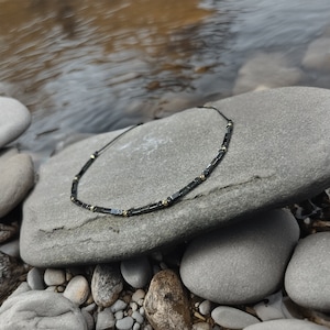 14k Gold Hematite Bracelet for Men, Ultra Delicate Bracelet, Tiny Bead Minimal, Handmade, Gift for Men, Unique Gift, Hematite Stone Bracelet