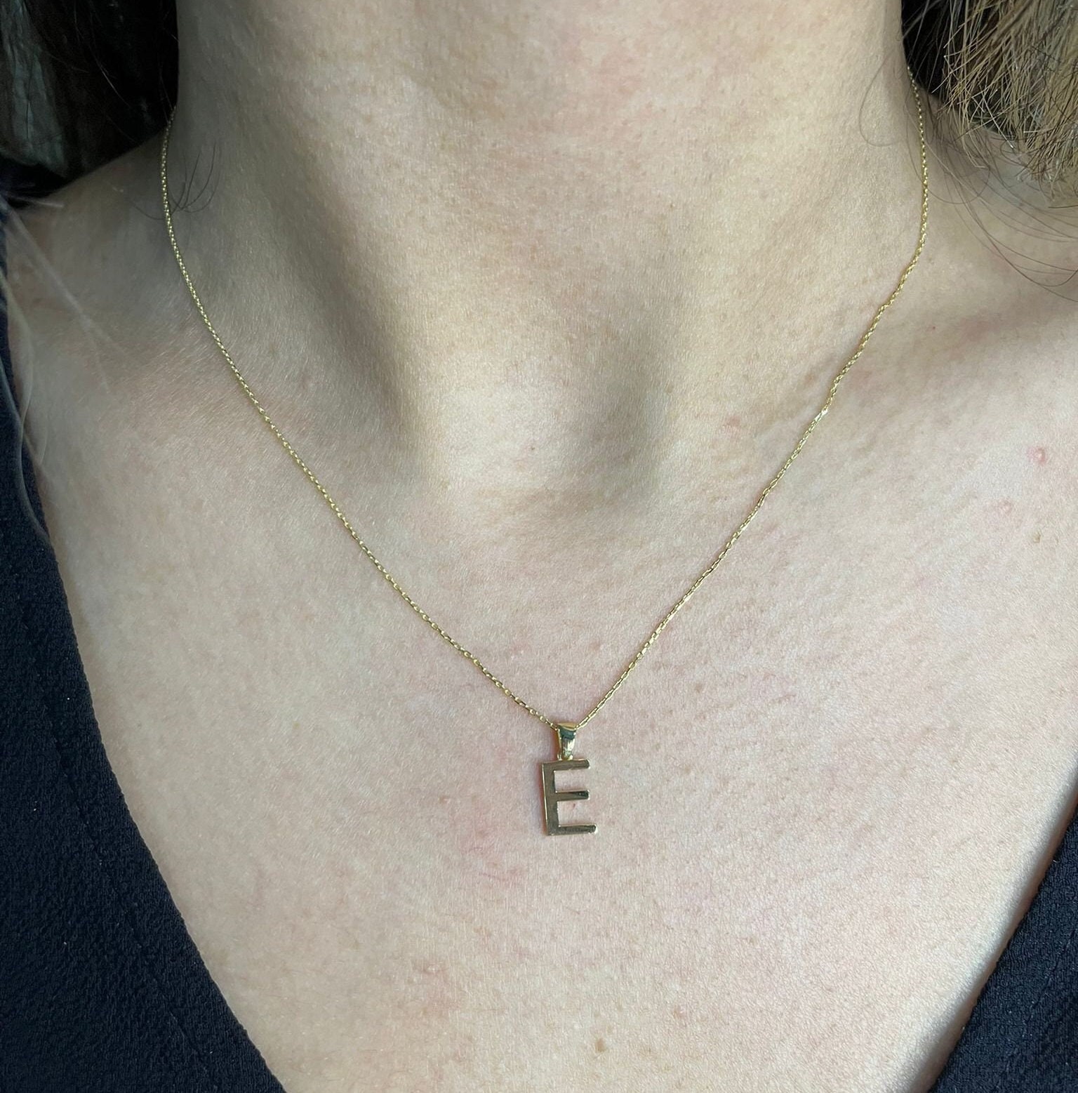 Personalized Tiny Alphabet Letter Necklace Letter E Gold Etsy Canada