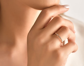Diamond Baguette Ring, 14K  Gold 0.08 Ct Diamond Baguette Ring, Natural Diamond Ring, Engagement Ring, Anniversary Ring, 14K Gold Ring