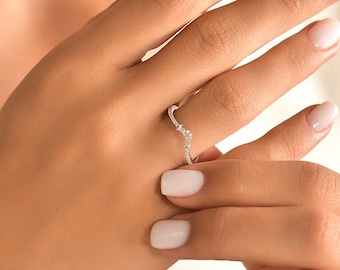 Anillo de diamantes de oro blanco de 14 qt de 0,22 ct, anillo de diamantes mínimo, anillo de diamantes diario, anillo de diamantes, anillo de diamantes de oro de 14 qt, anillo de diamantes naturales