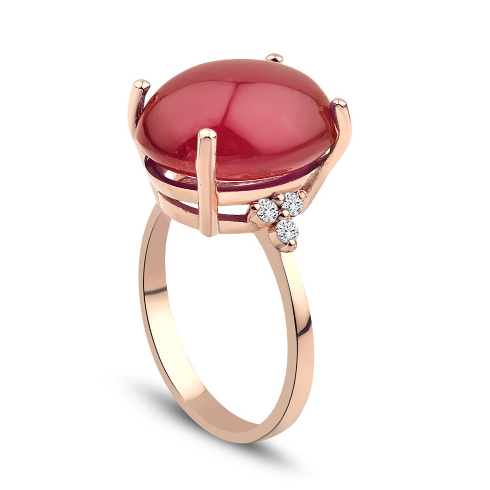 14K Solid Rose Gold Diamond Ruby Ring, Christmas, Handmade Jewellry, Gift For Wife, Anniversary Gift, Wedding Gift, Ruby Jewelry, For Mom