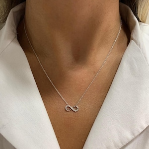 14K Gold 0.10 Ct infinity Necklace, Elegant Jewelry Birthday Gift, Handmade Jewelry, Women&#39;s Day Gift, Infinity Love Necklace, Love Necklace