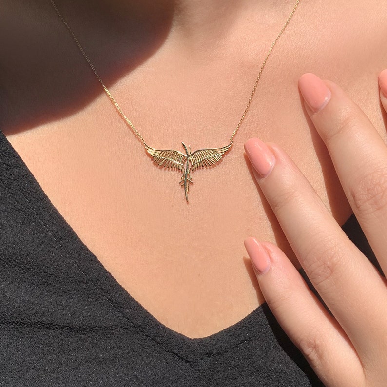 Custom Mythology Design Gold Phoenix Necklace Spiritual Etsy