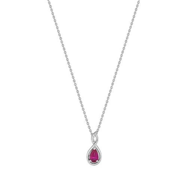 14K White Gold 0.61 Ct Diamond Ruby Necklace, Anniversary Gifts, Diamond Jewelry, Personalized Necklace, Gift For Mom,Natural Ruby Jewelry image 3