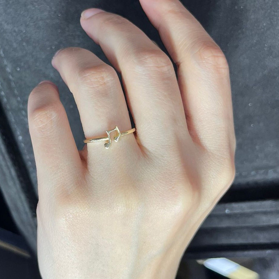 Shein Music Note Key Rings Elegant Minimalist 14K Gold Music Note Ring - Perfect for Music Lovers ...