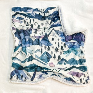 Watercolor Mountain Lovey, Baby Gift, Minky Lovey