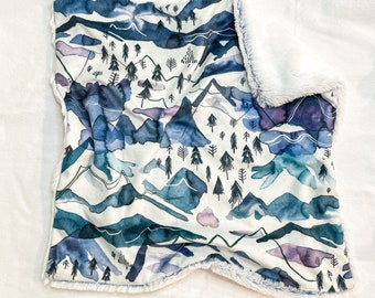 Watercolor Mountain Lovey, Baby Gift, Minky Lovey