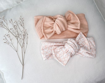 Daisy Head Wrap Baby Headband- peach, Top Knot/Wildflower
