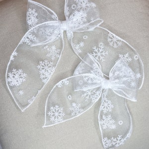 Snowflake Fable Bows Christmas Bows- baby headband or clip, large bow