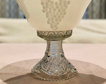Vintage McKEE CONCORD “Prescut” Glass Punch Bowl Pedestal