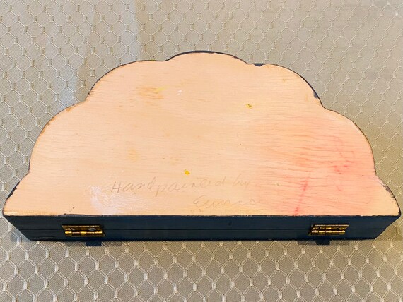 Vintage Signed HANDPAINTED Wooden Jewelry Box - image 4