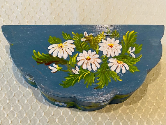 Vintage Signed HANDPAINTED Wooden Jewelry Box - image 1