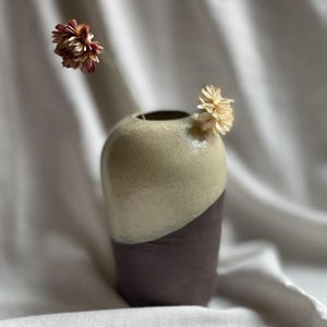 Burnt Umber and Beige Glaze Sculptural Vase, Handmade Decorative Vase, Pottery Vase, Minimal Pottery Vase, Wabi Sabi Vase, Boho Decor