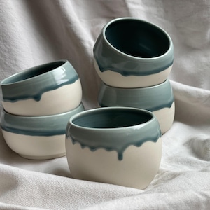 Set of 5 8 oz. Porcelain Cups, Handmade Ceramic Drinkware, White Cup, Wine Tumbler, Whiskey Tumbler, Handmade Ceramics and Pottery, Barware
