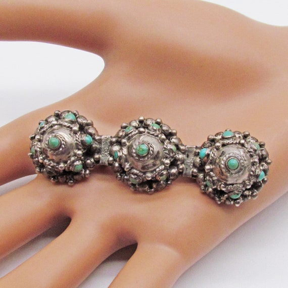 Taxco Silver and Turquoise Brooch 1930's/40's