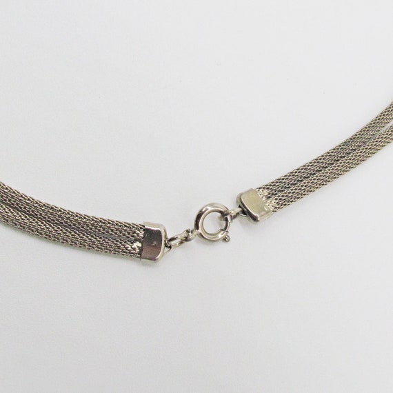 Vintage Silver Mesh Rope  Necklace with Rhineston… - image 10