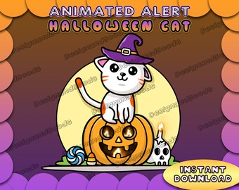 Animated Halloween Alert, Twitch Alerts, Cute Cat, Halloween, Chubby Cat, kawaii