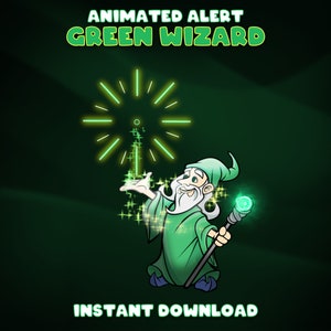 Magic Animated Alerts, Twitch Alert Bundle, Green Wizard, Cute Alerts, Alert Overlay, Twitch Stream, Magic Stream Alerts