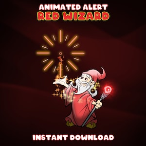 Magic Animated Alerts, Twitch Alert Bundle, Red Wizard, Cute Alerts, Alert Overlay, Twitch Stream, Magic Stream Alerts