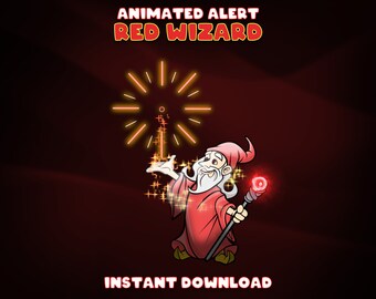 Magic Animated Alerts, Twitch Alert Bundle, Red Wizard, Cute Alerts, Alert Overlay, Twitch Stream, Magic Stream Alerts