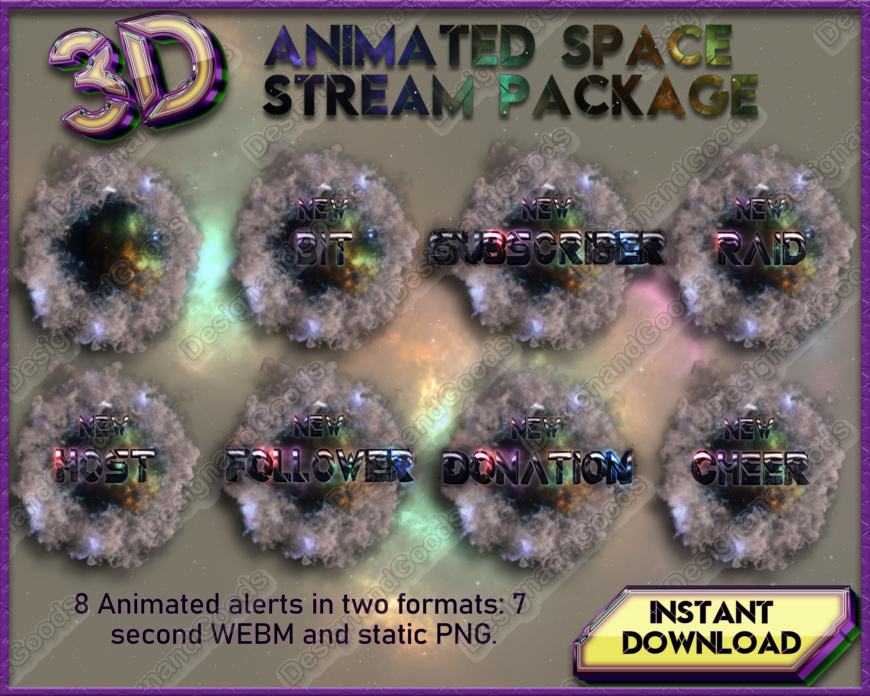Animated Space Stream Bundle, Space Screens, Twitch Stream Package ...