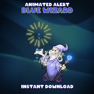 Magic Animated Alerts, Twitch Alert Bundle, Blue Wizard, Cute Alerts, Alert Overlay, Twitch Stream, Magic Stream Alerts